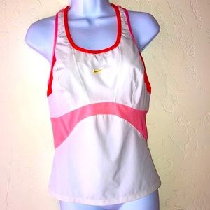 Nike Fit Dry Racetrack Tank Coral/White Size Large